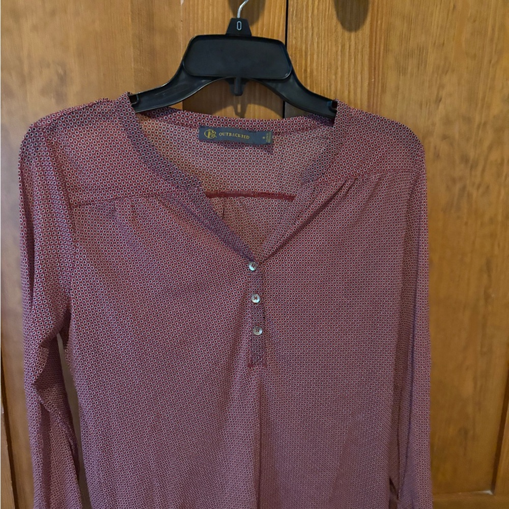 Outback Red Pink Long Sleeve Buttoned Blouse
